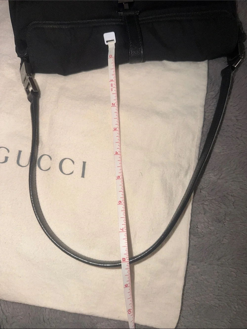 Preloved Vintage Gucci Jackie shoulder bag crafted in black nylon with metallic